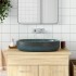 Lavabo sobre encimera ovalado cerámica turquesa 59x40x14