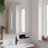 Mueble de baño con espejo arqueado y luz LED roble 42x13x70