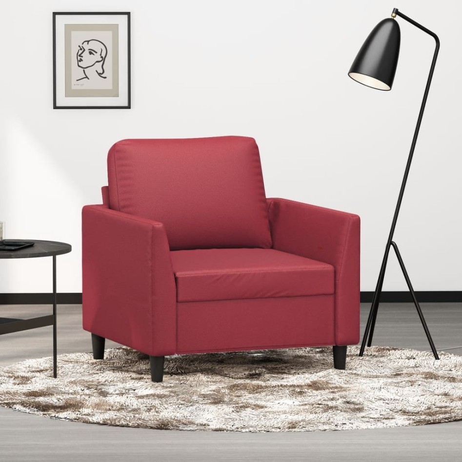 Sillón cuero sintético rojo tinto 60