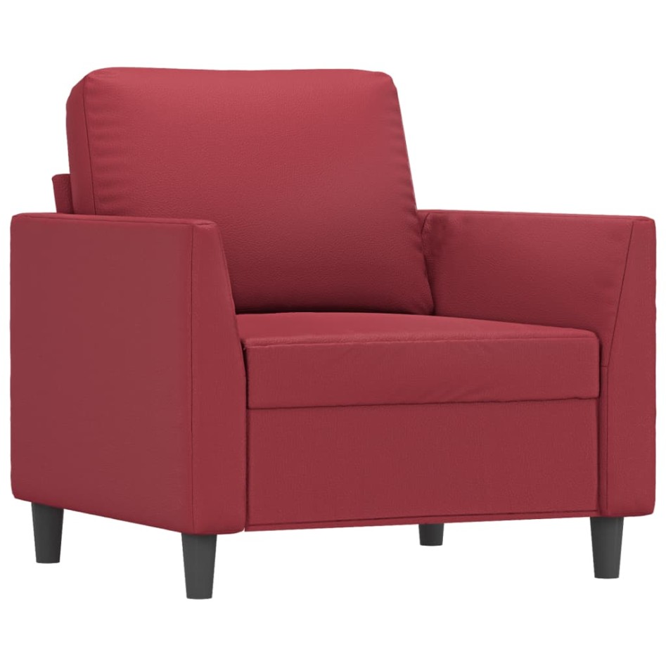 Sillón cuero sintético rojo tinto 60
