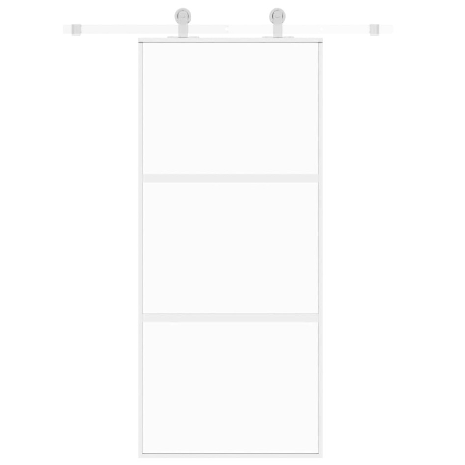 Puerta corredera vidrio templado y aluminio blanca 90x205