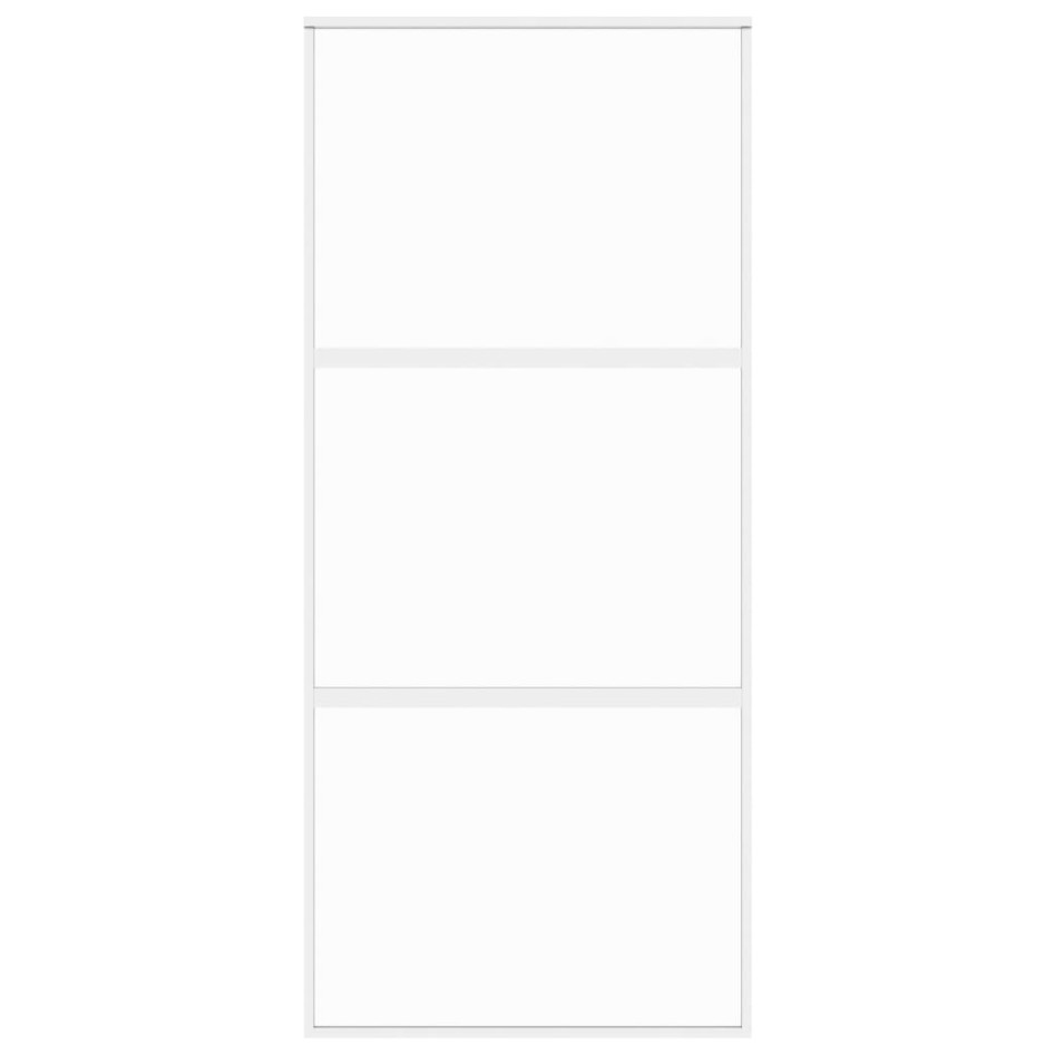 Puerta corredera vidrio templado y aluminio blanca 90x205