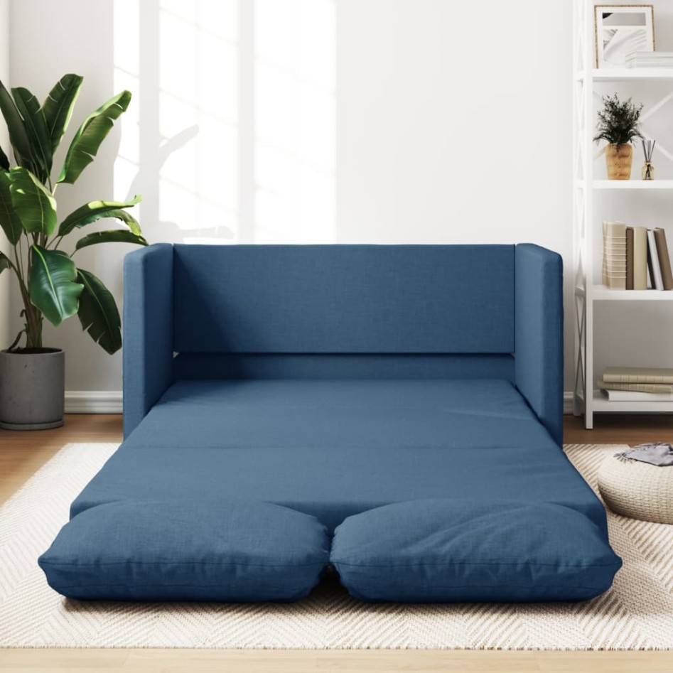 Sofá cama de suelo 2 en 1 tela azul 112x174x55