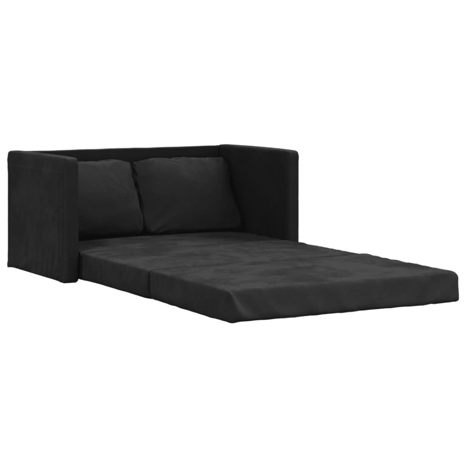 Sofá cama de suelo 2 en 1 terciopelo negro 122x204x55
