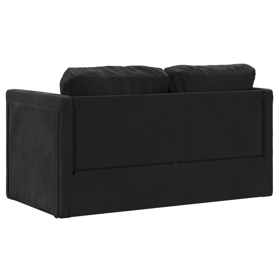 Sofá cama de suelo 2 en 1 terciopelo negro 122x204x55