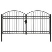 Cancela de valla doble puerta con arco 300x150 cm acero negro
