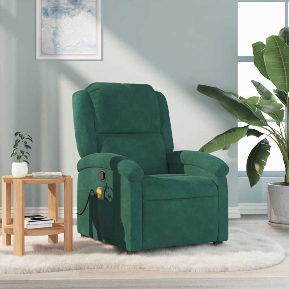 Sillón de masaje reclinable de terciopelo verde