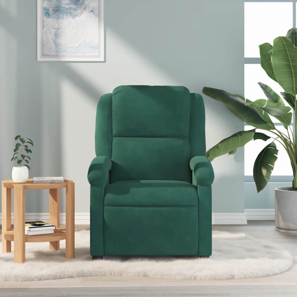 Sillón de masaje reclinable de terciopelo verde
