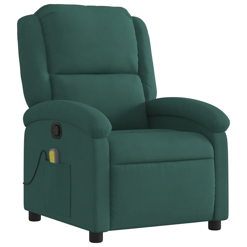 Sillón de masaje reclinable de terciopelo verde