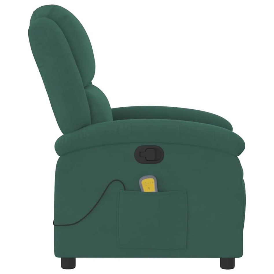 Sillón de masaje reclinable de terciopelo verde