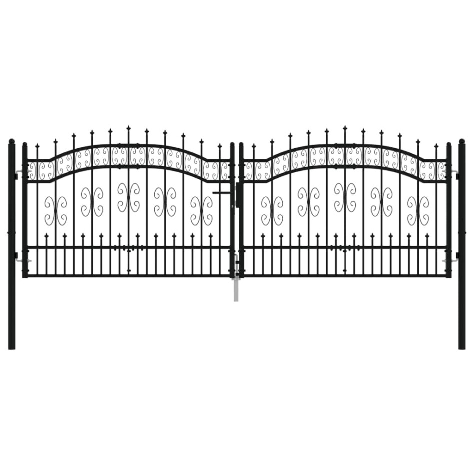 Puerta de valla punta lanza acero recubierto negro