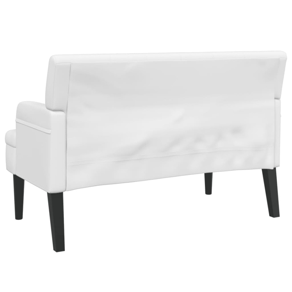 Banco con respaldo cuero sintético blanco 112x65,5x75