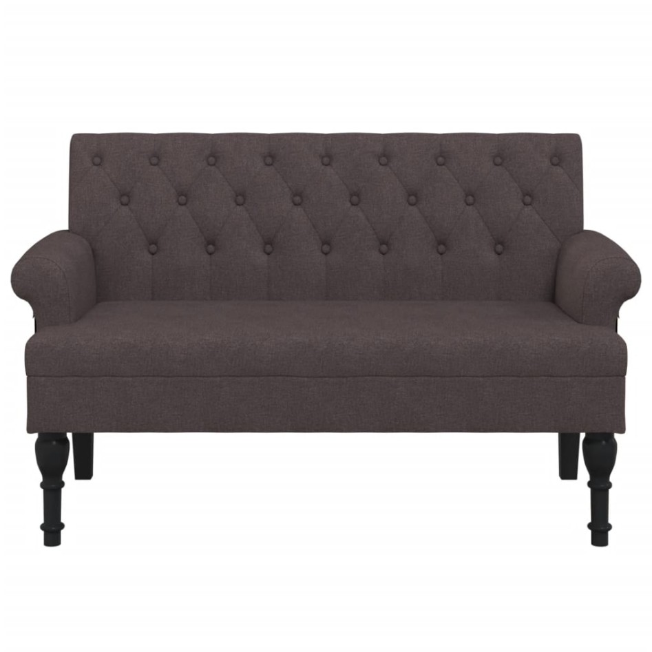 Banco con respaldo tela marrón oscuro 120x62x75,5