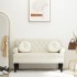 Banco con respaldo terciopelo color crema 119,5x64,5x75