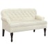Banco con respaldo terciopelo color crema 119,5x64,5x75
