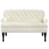 Banco con respaldo terciopelo color crema 119,5x64,5x75