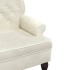 Banco con respaldo terciopelo color crema 119,5x64,5x75