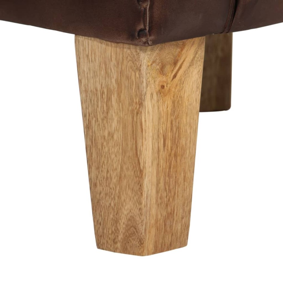 Sillón con diseño de cubo cuero auténtico marrón