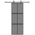 Puerta corredera vidrio templado y aluminio negra 76x205