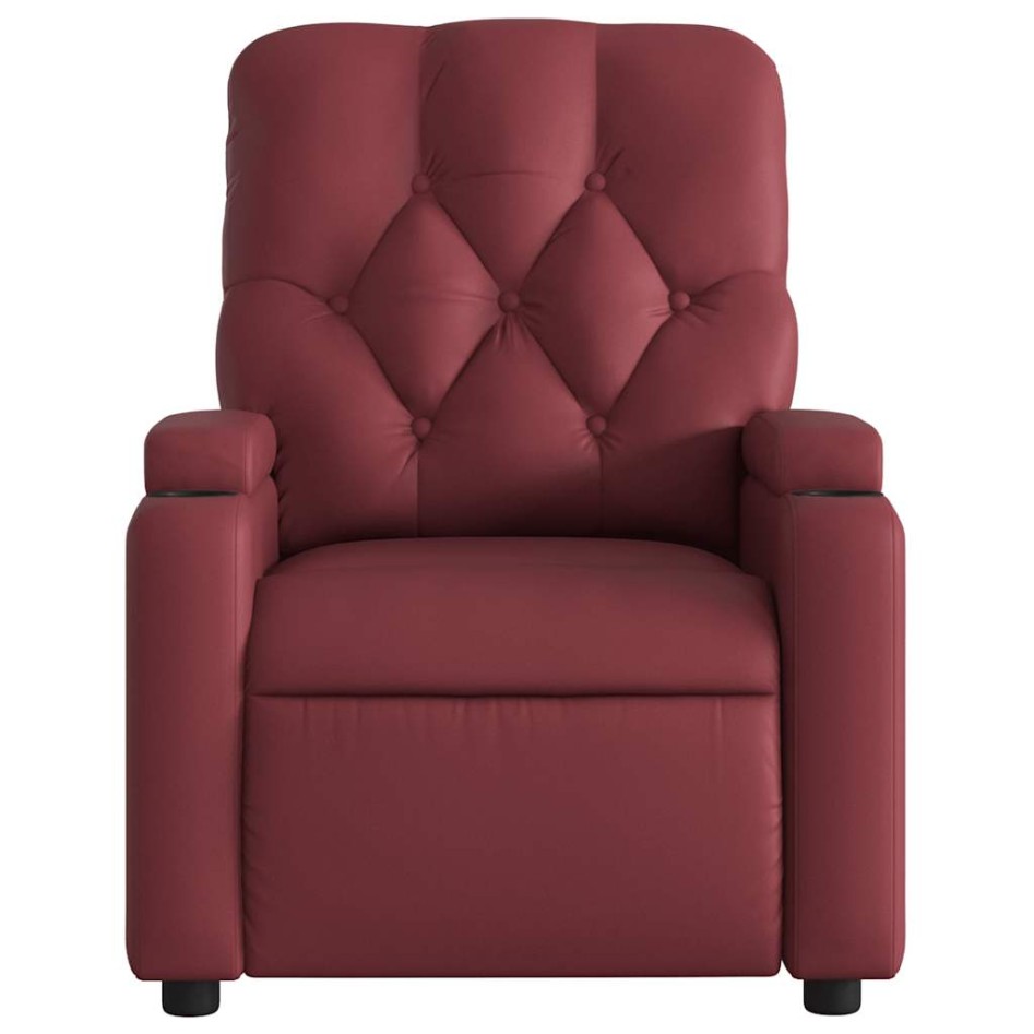 Sillón de masaje reclinable cuero sintético rojo