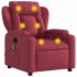 Sillón de masaje reclinable de tela color vino