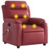 Sillón de masaje reclinable cuero sintético rojo