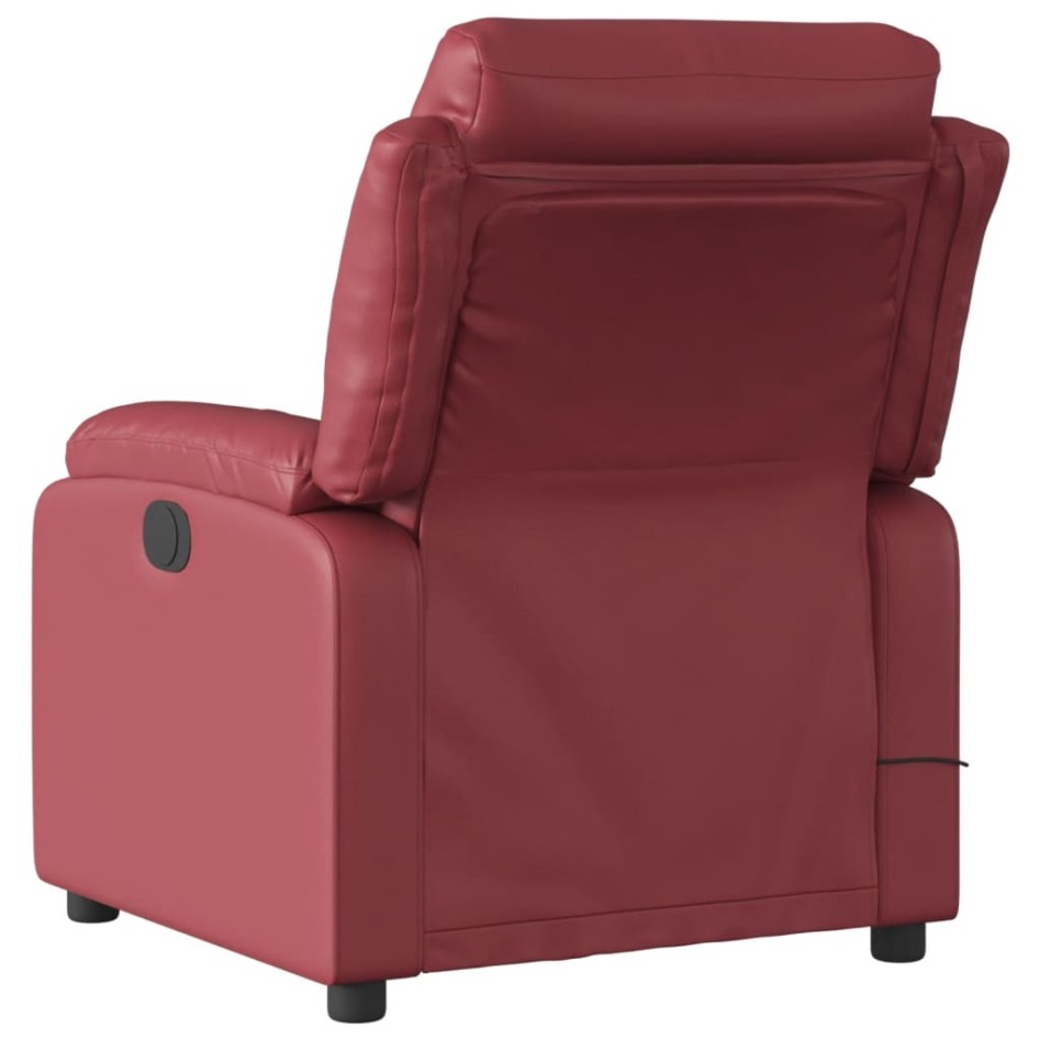 Sillón de masaje reclinable cuero sintético rojo