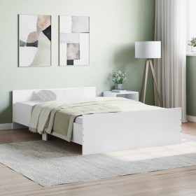 Estructura de cama con cabecero piecero blanco 120x190