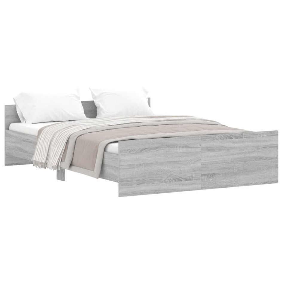 Estructura de cama con cabecero piecero gris Sonoma 135x190
