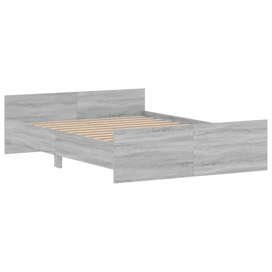 Estructura de cama con cabecero piecero gris Sonoma 135x190