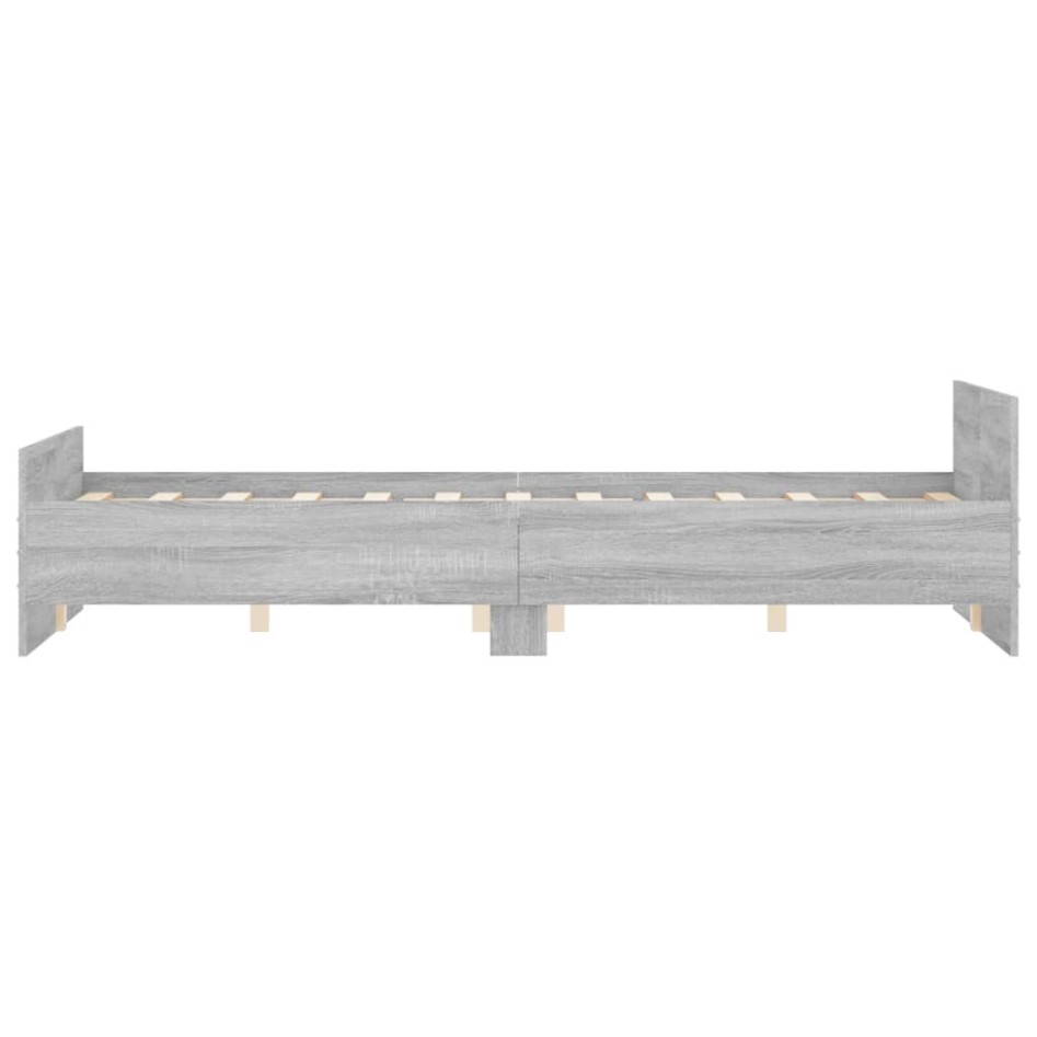 Estructura de cama con cabecero piecero gris Sonoma 135x190