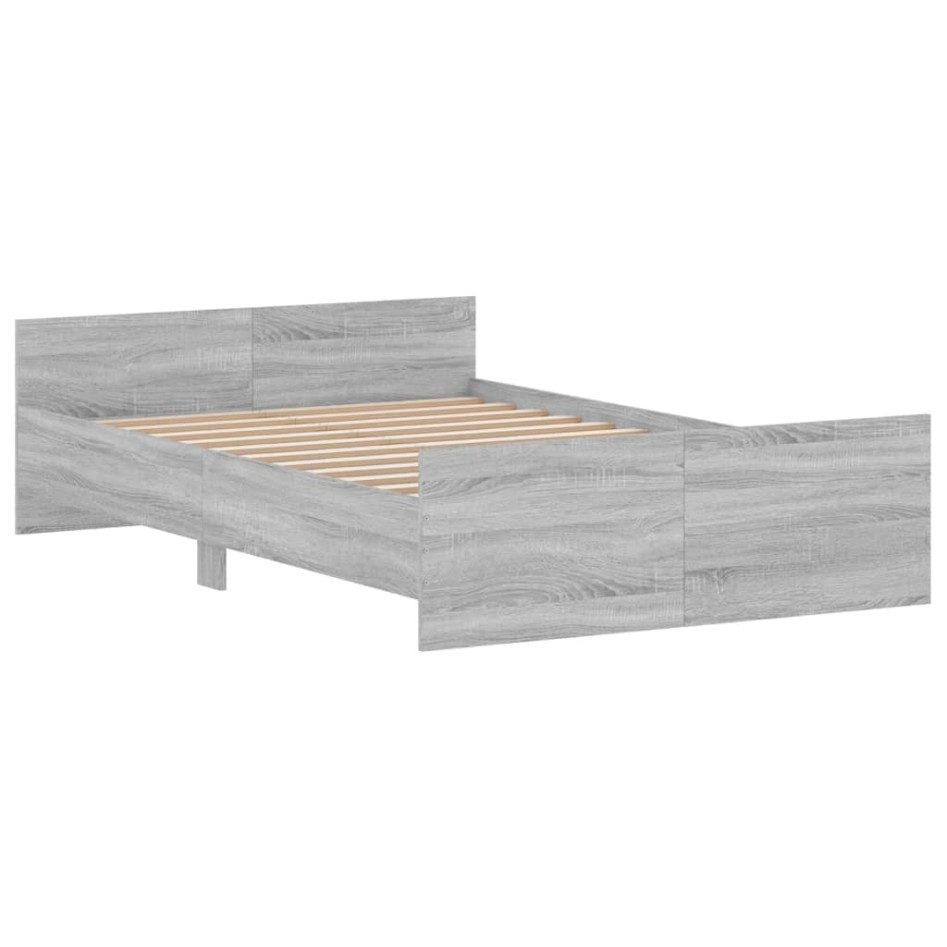 Estructura de cama con cabecero piecero gris Sonoma 120x190