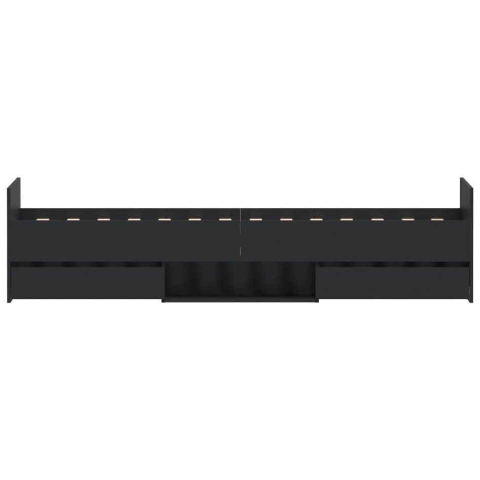 Estructura de cama con cabecero piecero negro 90x200