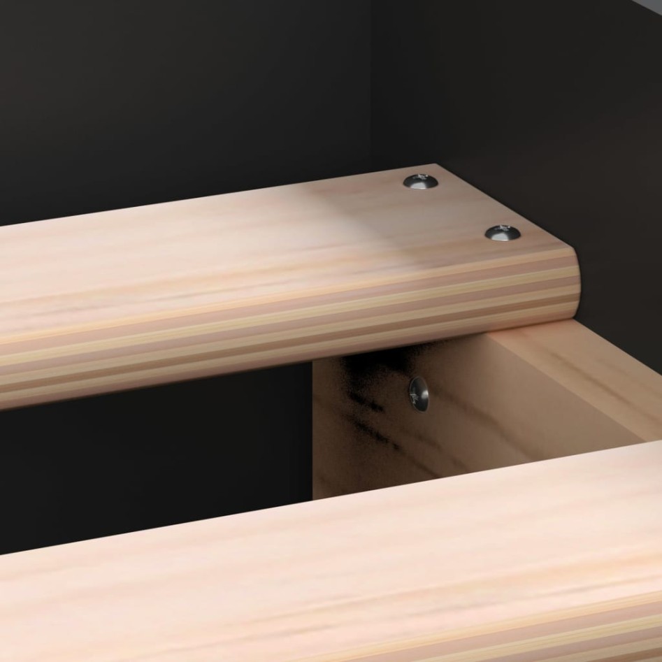 Estructura de cama con cabecero piecero negro 90x200