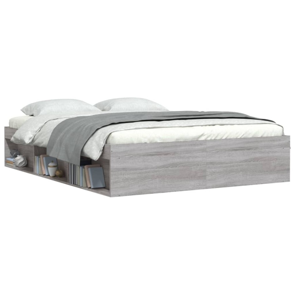Estructura de cama Sonoma gris 160x200