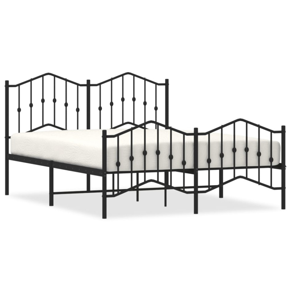 Estructura cama sin colchón con estribo metal negro 140x200