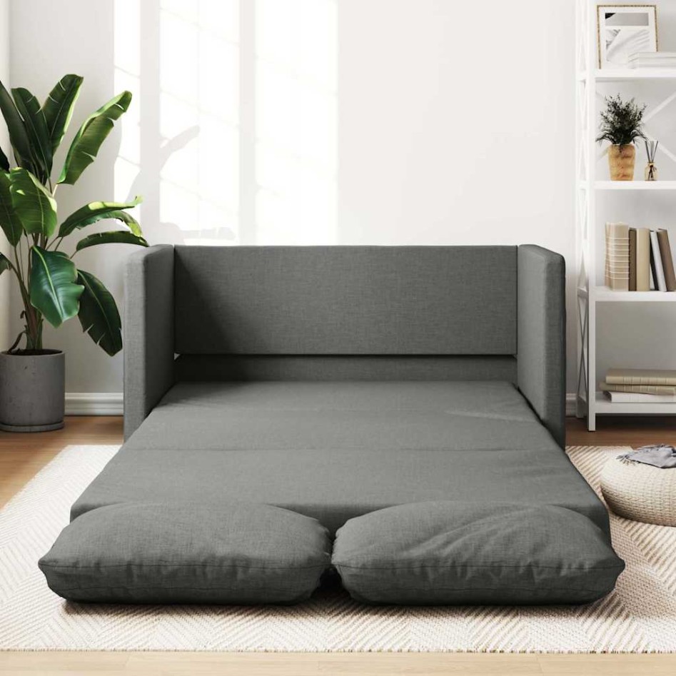 Sofá cama de suelo 2 en 1 tela gris oscuro 112x174x55
