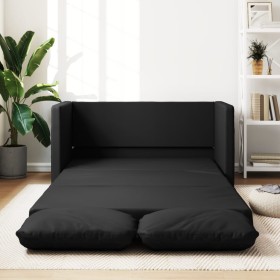 Sofá cama de suelo 2 en 1 cuero sintético negro 112x174x55
