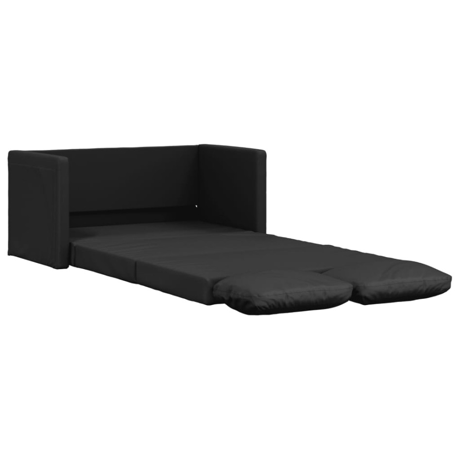 Sofá cama de suelo 2 en 1 cuero sintético negro 112x174x55