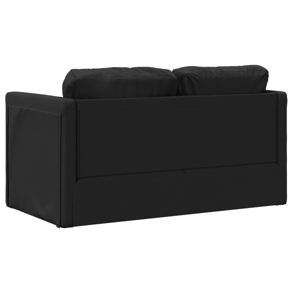 Sofá cama de suelo 2 en 1 cuero sintético negro 112x174x55