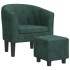 Sillón con taburete terciopelo verde