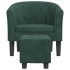 Sillón con taburete terciopelo verde