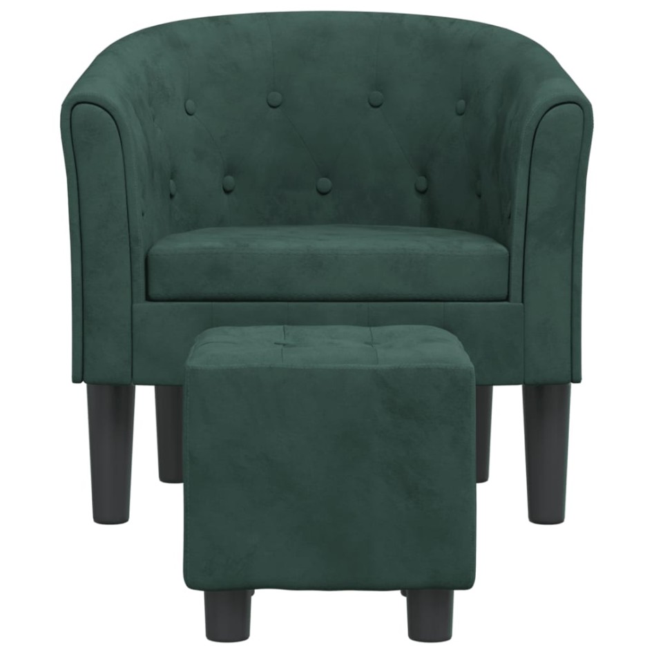 Sillón con taburete terciopelo verde