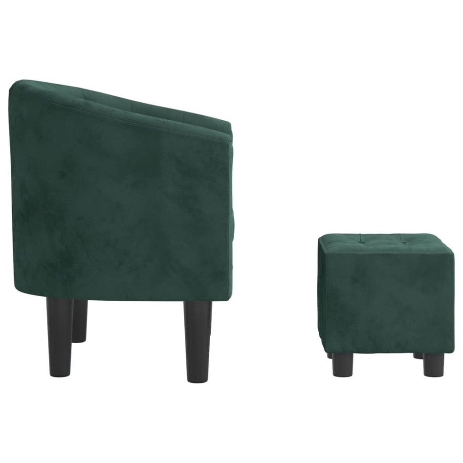Sillón con taburete terciopelo verde