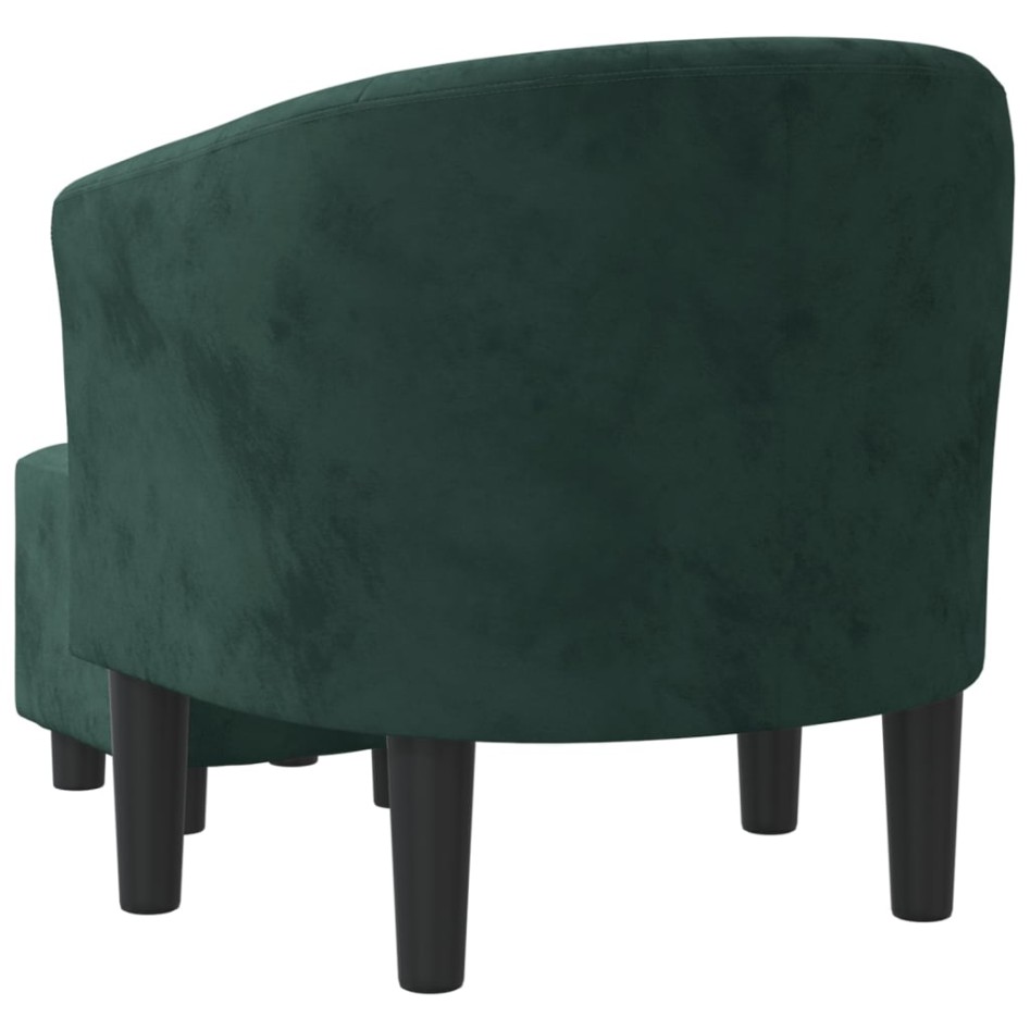 Sillón con taburete terciopelo verde