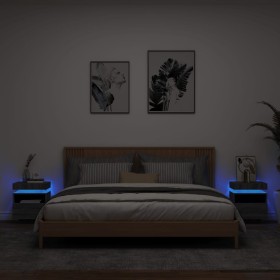 Mesitas de noche con luces LED 2 uds gris Sonoma 40x39x48,5