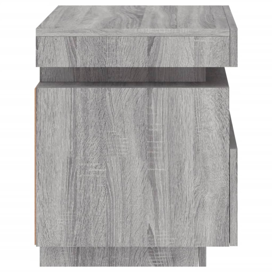 Mesitas de noche con luces LED 2 uds gris Sonoma 40x39x48,5