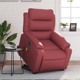 Sillón de masaje elevable eléctrico cuero artificial rojo