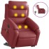 Sillón de masaje elevable eléctrico cuero artificial rojo