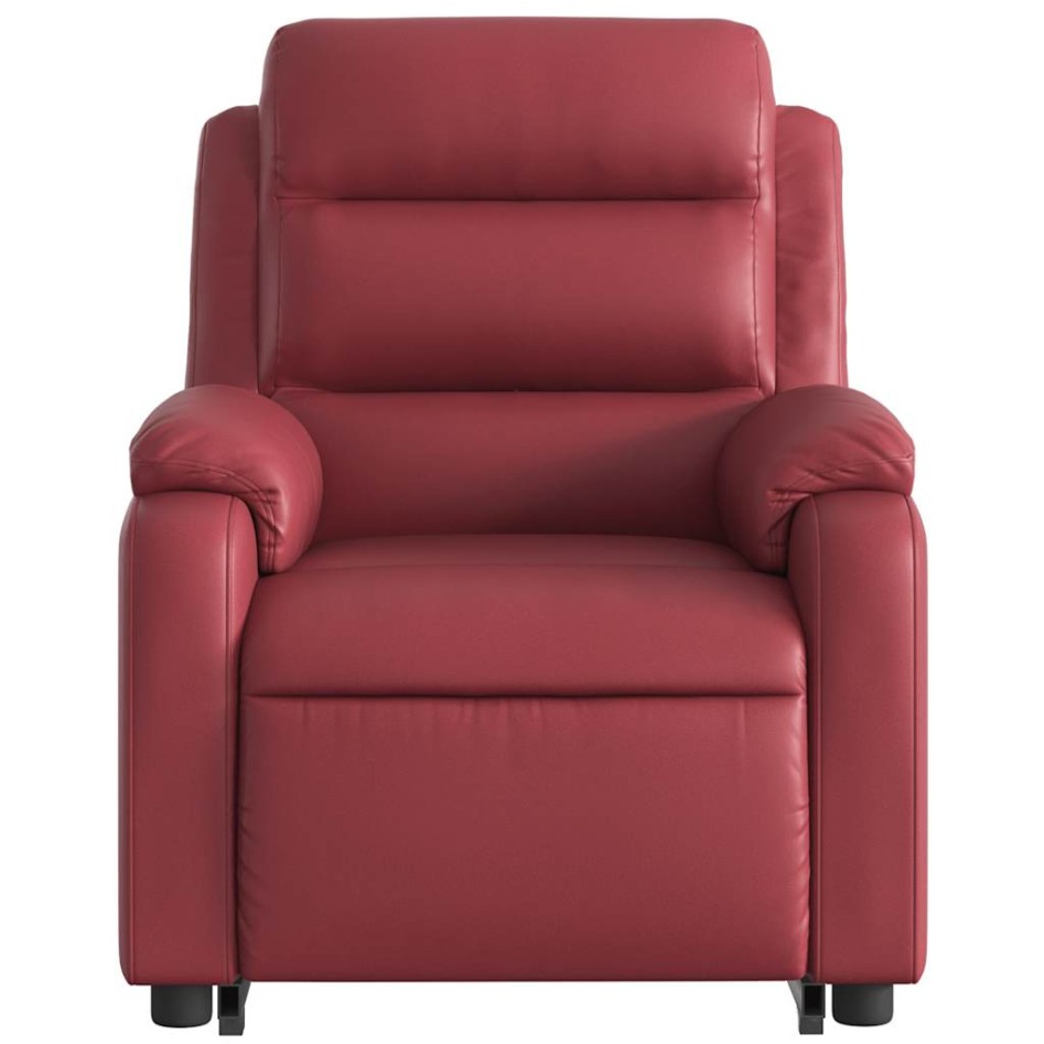 Sillón de masaje elevable eléctrico cuero artificial rojo
